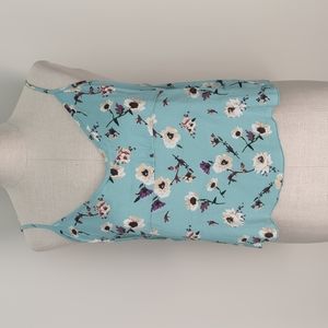 Sunday best light blue floral tank top size large